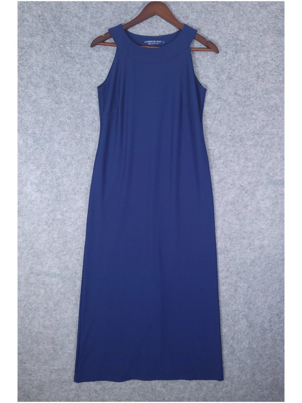 Katherine Way Womens Small Navy Sleeveless Maxi Dress UPF 50 Made in USA Resort